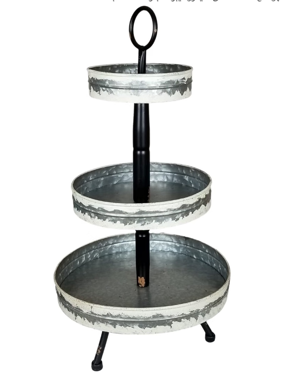 Large Unique Farmhouse Three 3 Tiered Decorative Metal Tray 25"H x 13"W